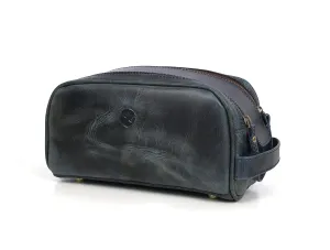 10" Premium Leather Toiletry Travel Pouch With Waterproof Lining | King-Size Handcrafted Vintage Dopp - Kit ~ Gift for Father's Day By Aaron Leather Goods