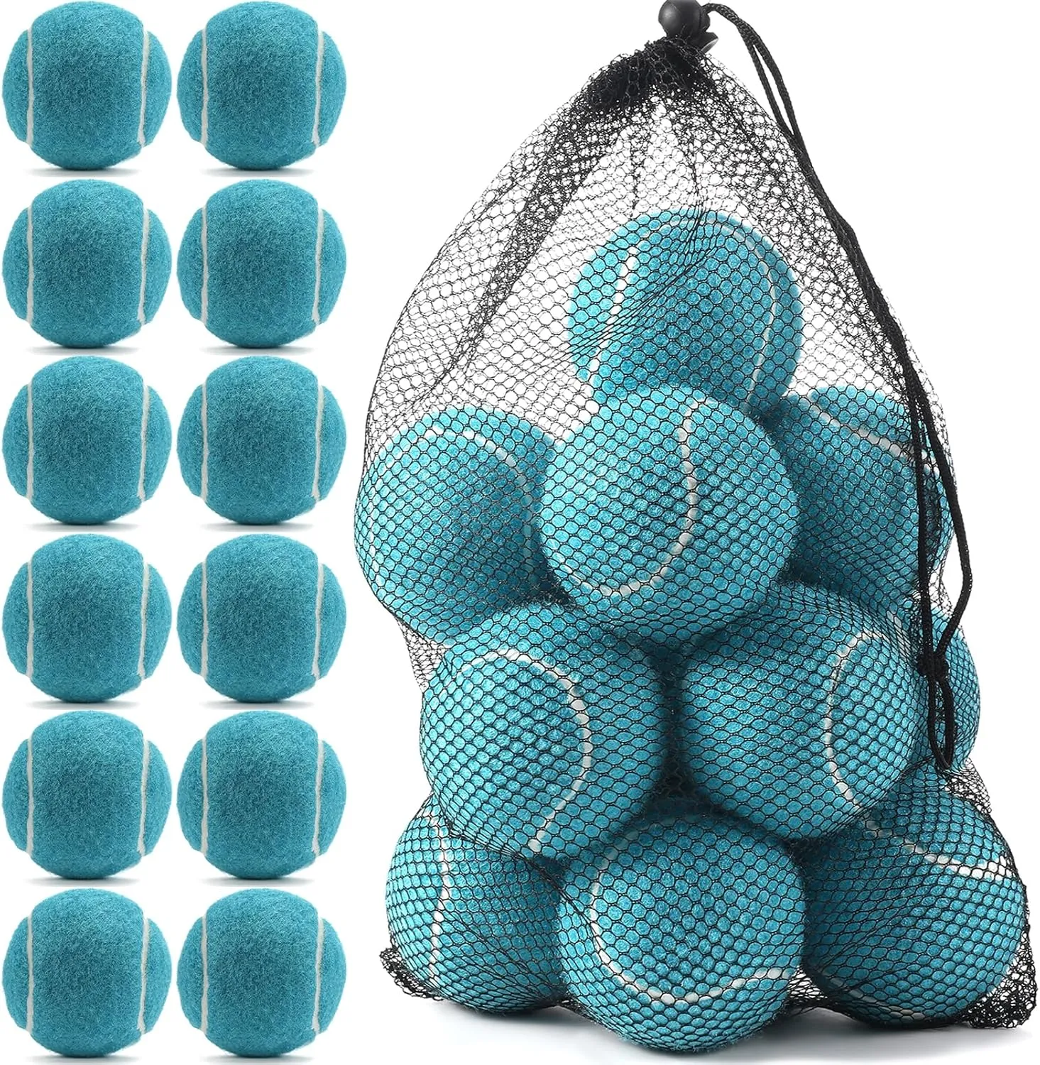 12 Pack Bulk Tennis Balls for Beginner – High Elasticity Practice Tennis Balls, with Mesh Bag for Pet Dog Training, Catching
