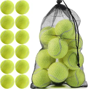12 Pack Bulk Tennis Balls for Beginner – High Elasticity Practice Tennis Balls, with Mesh Bag for Pet Dog Training, Catching