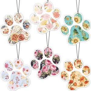 12 Pack Car Air Freshener Dog Paw Shape Hanging Pet Lovers Funny Cute Spring Car Scents Air Freshener Rearview Mirror Pendant Cute Pet Odor Eliminating, Mixed Scents