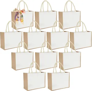 12pcs Tote Bags with Handle Bridesmaid Wedding Favors Women Gift Bag Welcome Bulk Reusable Tote for Beach Shopping