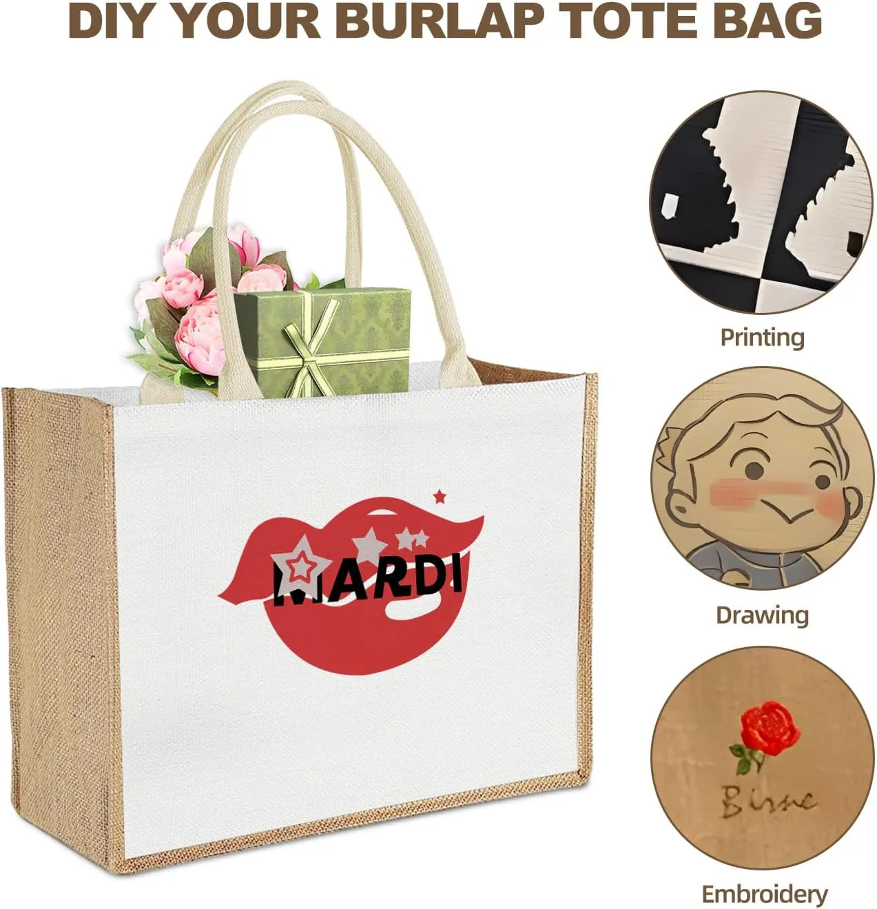 12pcs Tote Bags with Handle Bridesmaid Wedding Favors Women Gift Bag Welcome Bulk Reusable Tote for Beach Shopping
