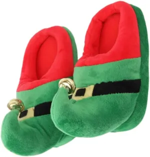 1pair Plush Warm Non-slip Christmas Slippers for Adults and Boy Girl Cozy Indoor Winter Footwear Holiday Present Green for Autumn and Winter
