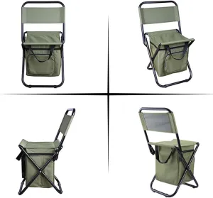 1Pc Portable Folding Fishing Chair with Insulated Ice Pack and Storage Outdoor Camping Lounge Seat Durable Lightweight Design Supports Up for Fishing and Camping