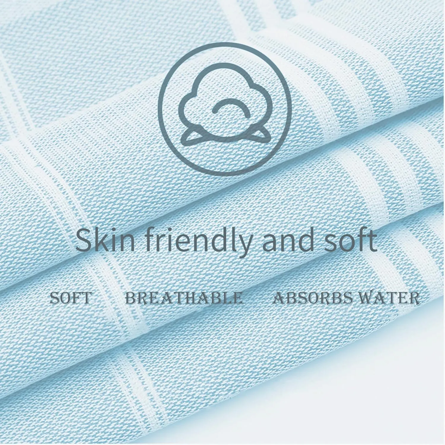 1pcs Large Turkish Cotton Poncho Towel Surf Poncho Changing Robe with Hood and Front Pocket Absorbent Wearable Towel Hooded Beach Towel for Adult Man Women Surf Beach Pool and Swim(blue M)