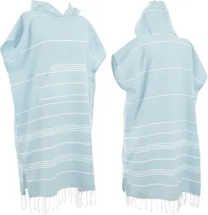 1pcs Large Turkish Cotton Poncho Towel Surf Poncho Changing Robe with Hood and Front Pocket Absorbent Wearable Towel Hooded Beach Towel for Adult Man Women Surf Beach Pool and Swim(blue M)