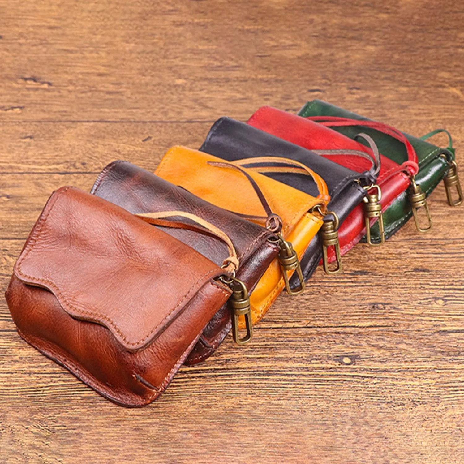 1PCS Leather Change Purse Key Coin Purse in Cowhide Leather Genuine Leather Wallet Coin Purse for Men and Women (Green)