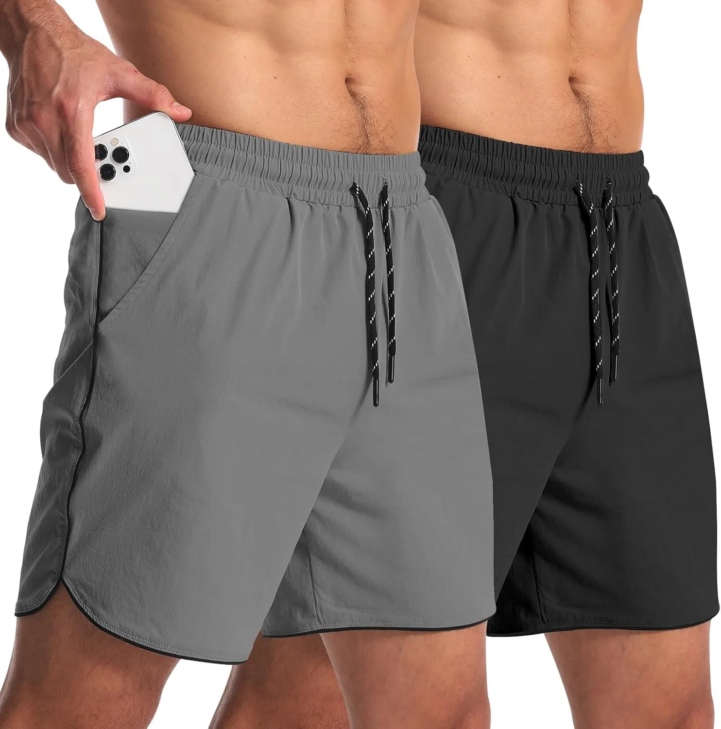2 Pack 5" Workout Athletic Shorts Men Quick Dry Gym Shorts with Pockets, Exercise Sports Running Shorts for Men