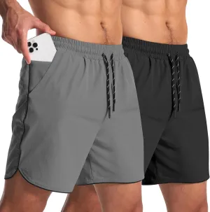 2 Pack 5" Workout Athletic Shorts Men Quick Dry Gym Shorts with Pockets, Exercise Sports Running Shorts for Men