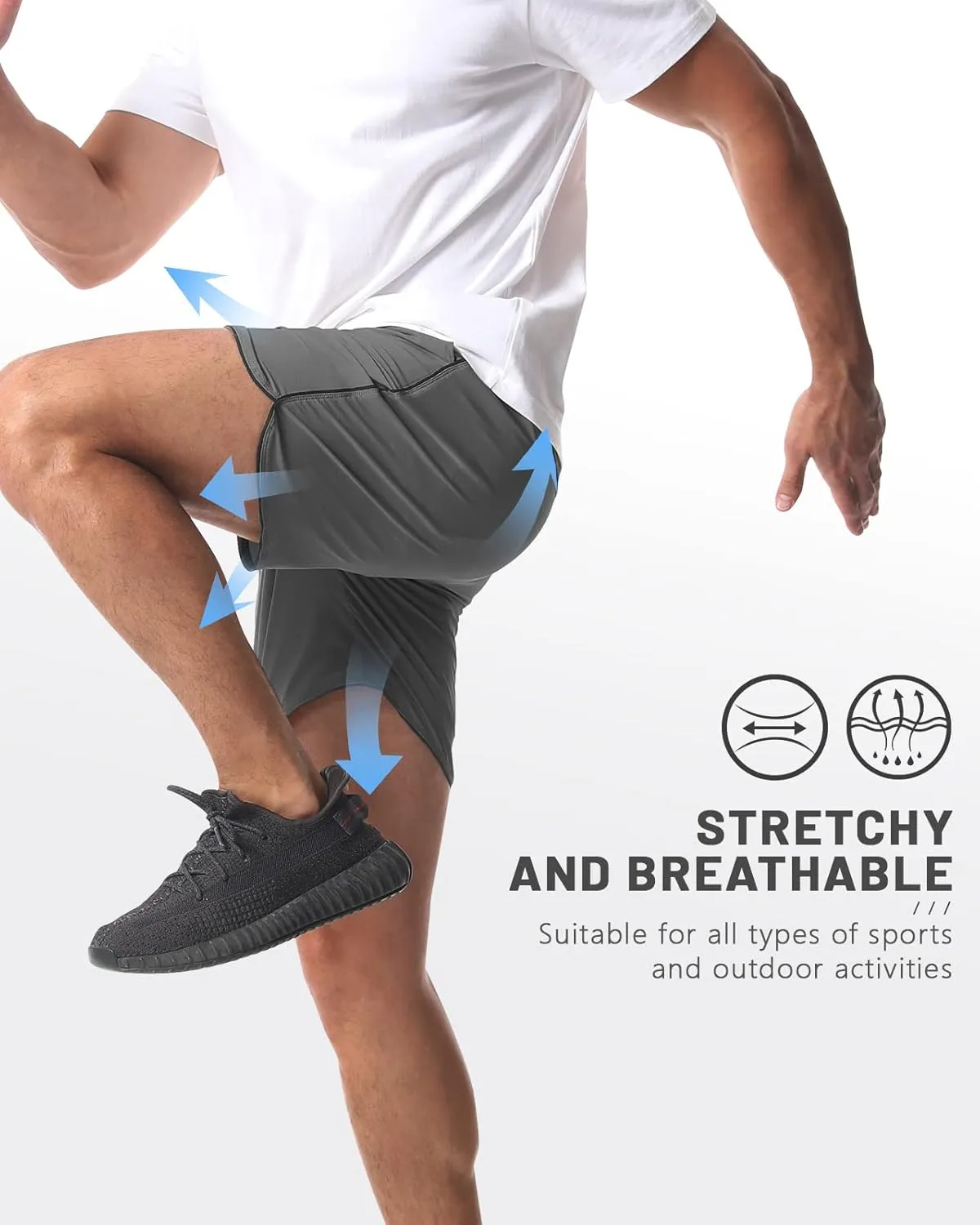 2 Pack 5" Workout Athletic Shorts Men Quick Dry Gym Shorts with Pockets, Exercise Sports Running Shorts for Men