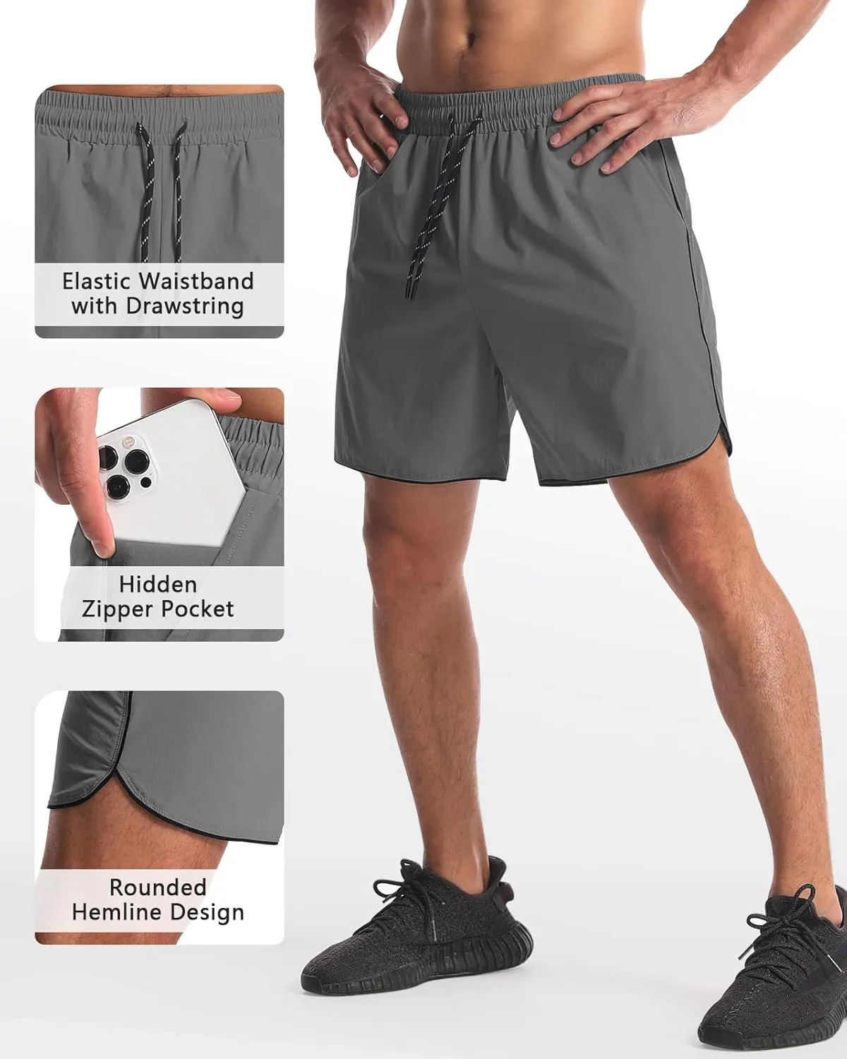 2 Pack 5" Workout Athletic Shorts Men Quick Dry Gym Shorts with Pockets, Exercise Sports Running Shorts for Men
