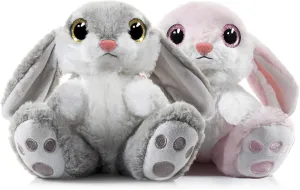 2 Pack Bunny Stuffed Animals, 8.5 Inches Bunny Plush with Floppy Ears, Super Soft Plush Toy Rabbit Stuffed Animal Companion Gifts for Age 1 to 14 Baby Girls Boys (Pink Gray)