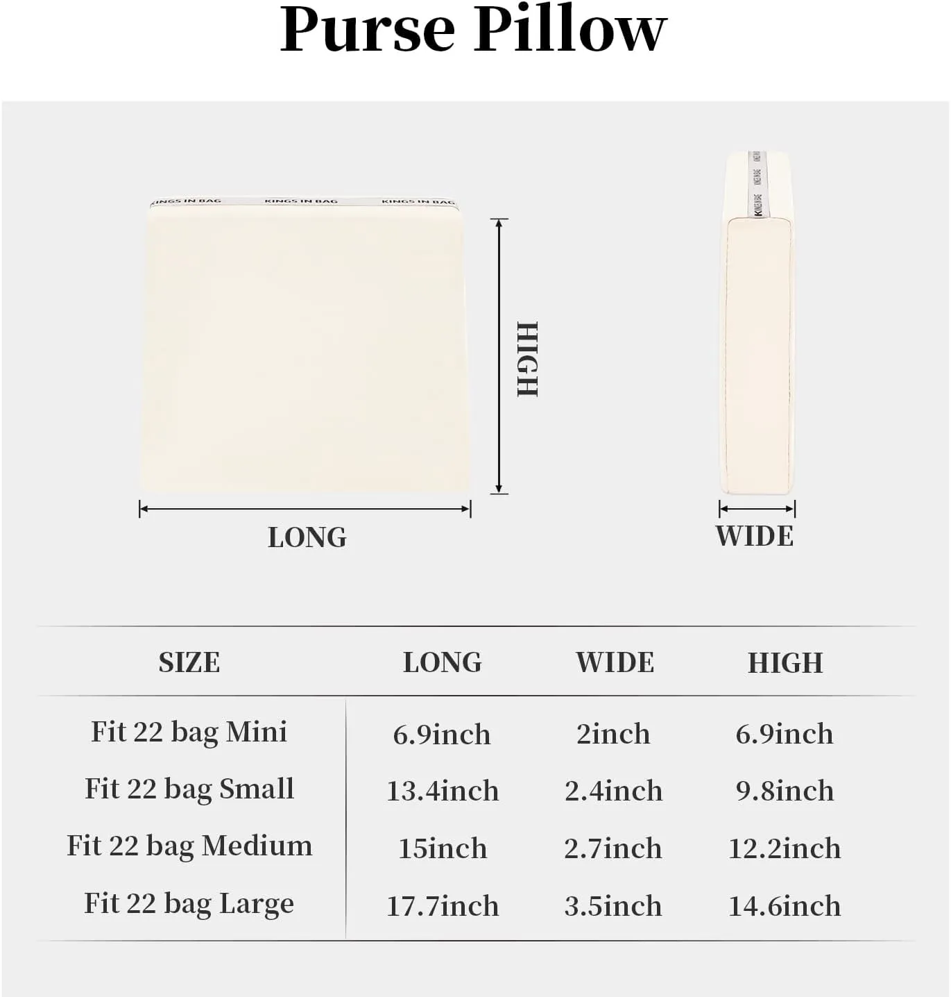22 Bag Shaper Insert, Luxury Bag Shaper Pillow Compatible with Chanel 22 Bag Medium, Soft Silk Surface with Memory Foam Inner without Overfull (Craie, 22Bag Medium)