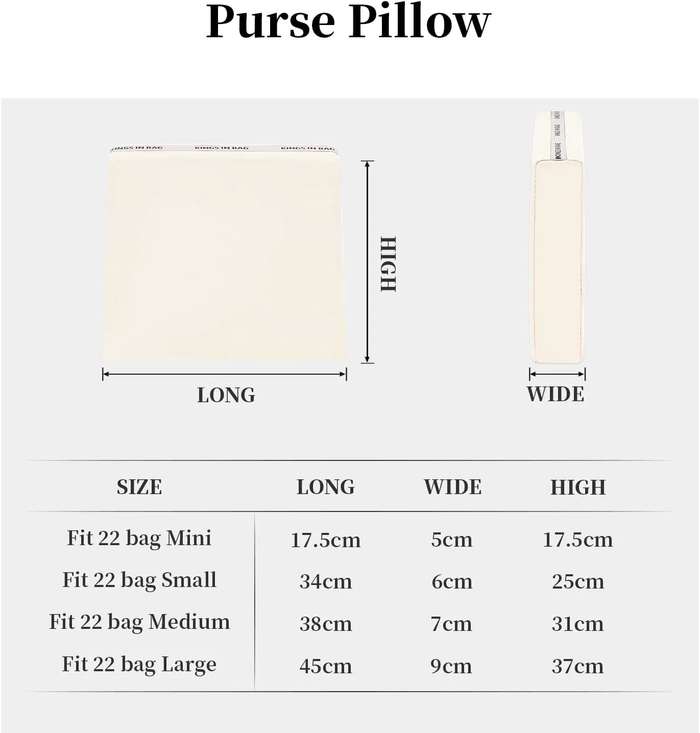 22 Bag Shaper Insert, Luxury Bag Shaper Pillow Compatible with Chanel 22 Bag Medium, Soft Silk Surface with Memory Foam Inner without Overfull (Craie, 22Bag Medium)