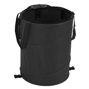 24 Gallon Camping Trash Can, Collapsible Garden Trash Can Folding Bin, Oxford Cloth Zippered Lid Outdoor Garbage Container (Black)