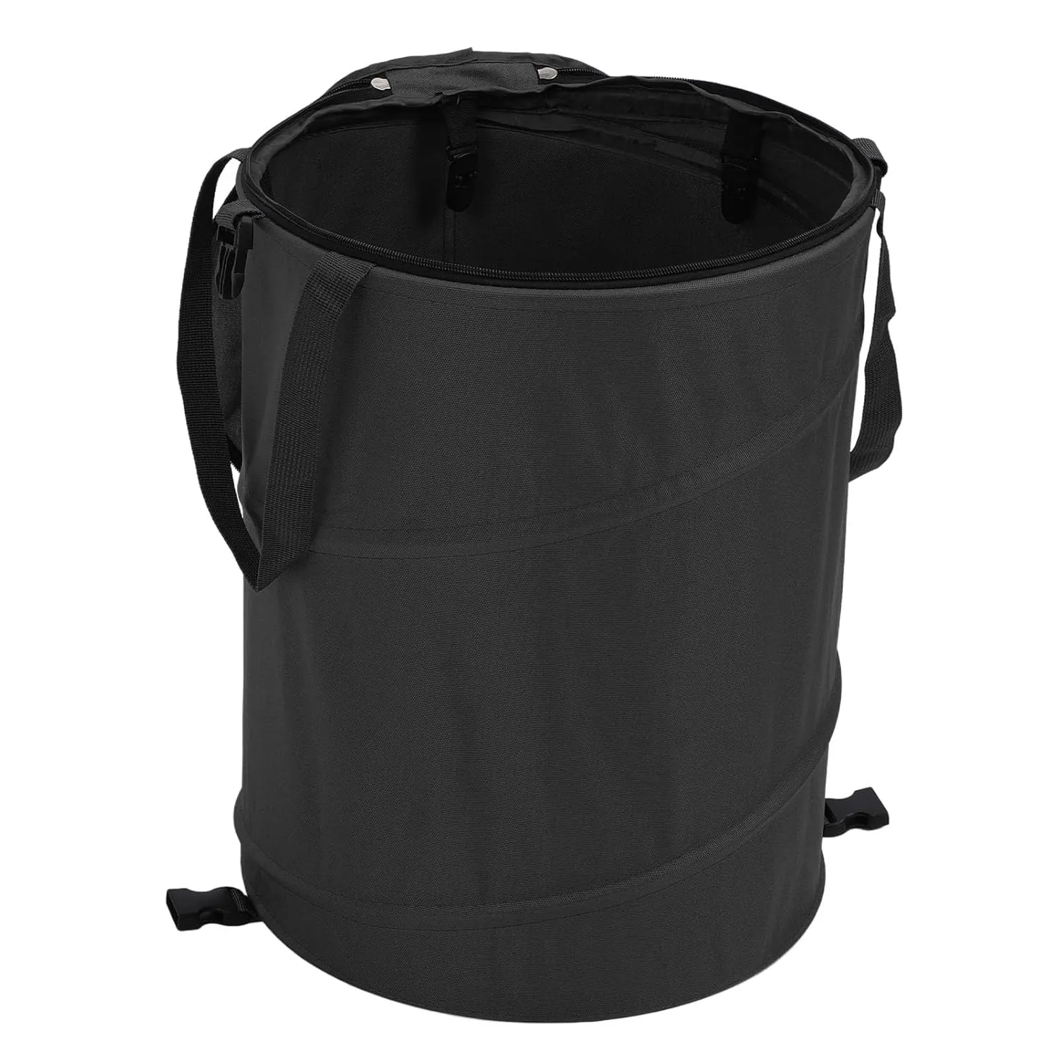 24 Gallon Camping Trash Can, Collapsible Garden Trash Can Folding Bin, Oxford Cloth Zippered Lid Outdoor Garbage Container (Black)