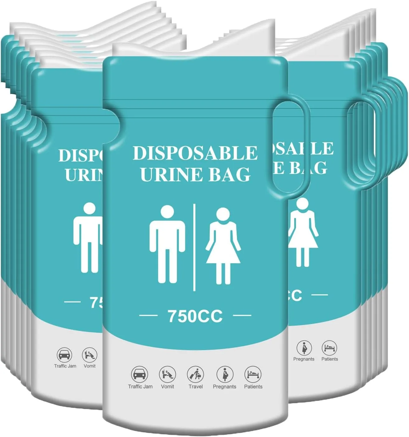 24-Pack Disposable Urine Bag Pee Bags for Travel 750 ML Emergency Portable Urinal Bag and Vomit Bags Unisex Urinal Bag for Camping