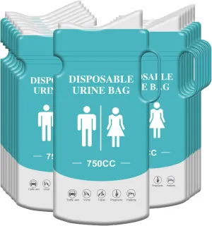 24-Pack Disposable Urine Bag Pee Bags for Travel 750 ML Emergency Portable Urinal Bag and Vomit Bags Unisex Urinal Bag for Camping