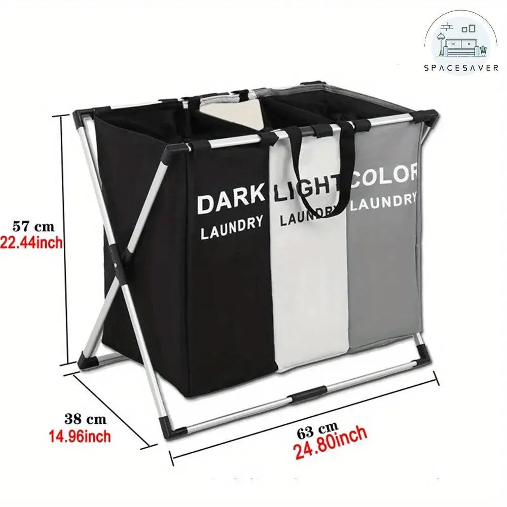 3 Grids Foldable Laundry Basket | Waterproof Large Bathroom Hamper
