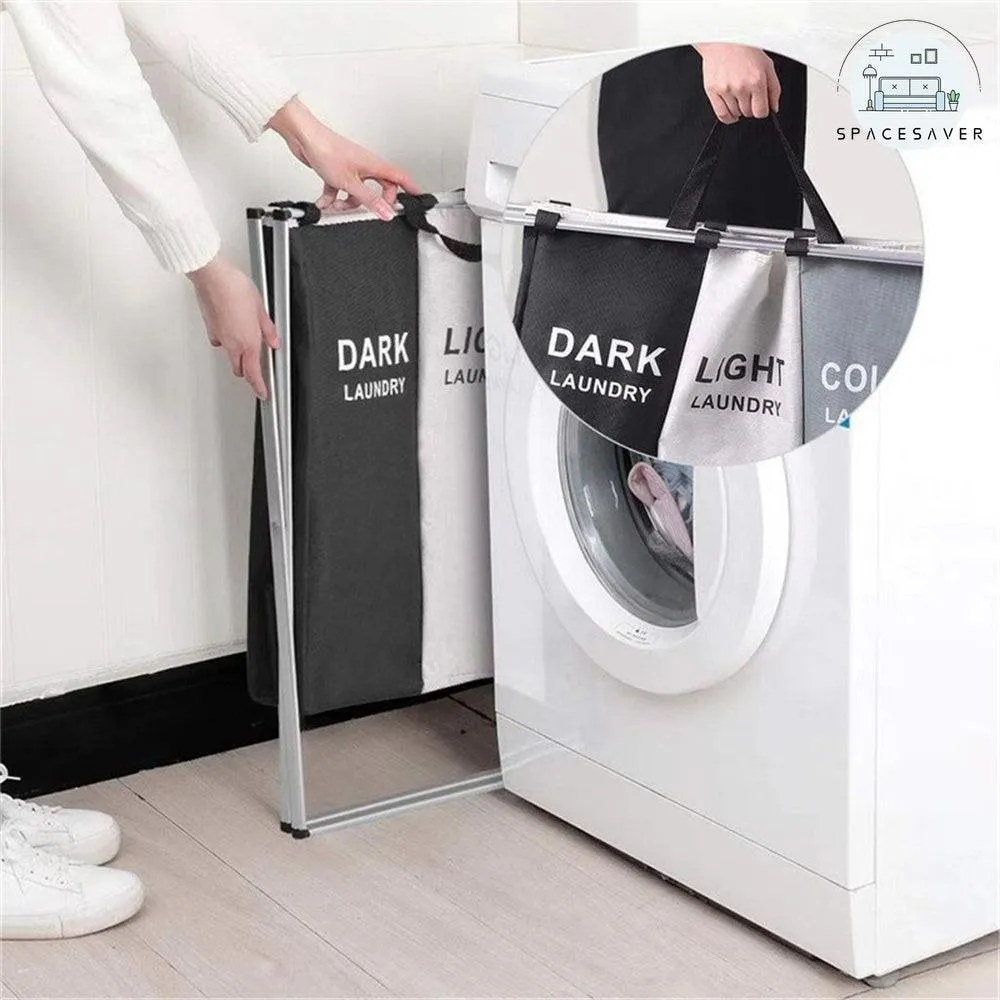 3 Grids Foldable Laundry Basket | Waterproof Large Bathroom Hamper