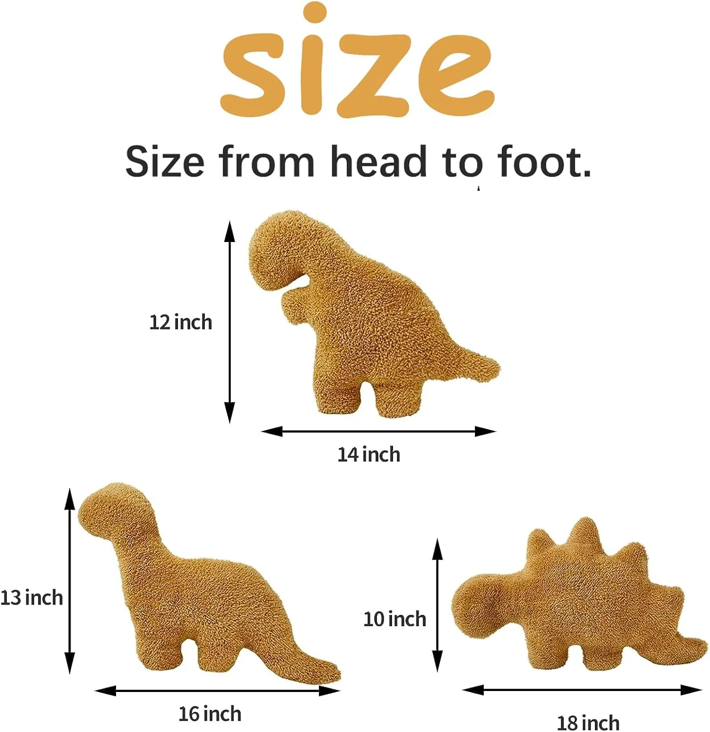 3 Packs Dino Nugget Pillow Plush, 18 inches Dinosaur Chicken Nugget Pillow Stuffed Animal Plush Toy, Dino Nugget Dinosaur Party Decoration Birthday for Kids Boys Girls