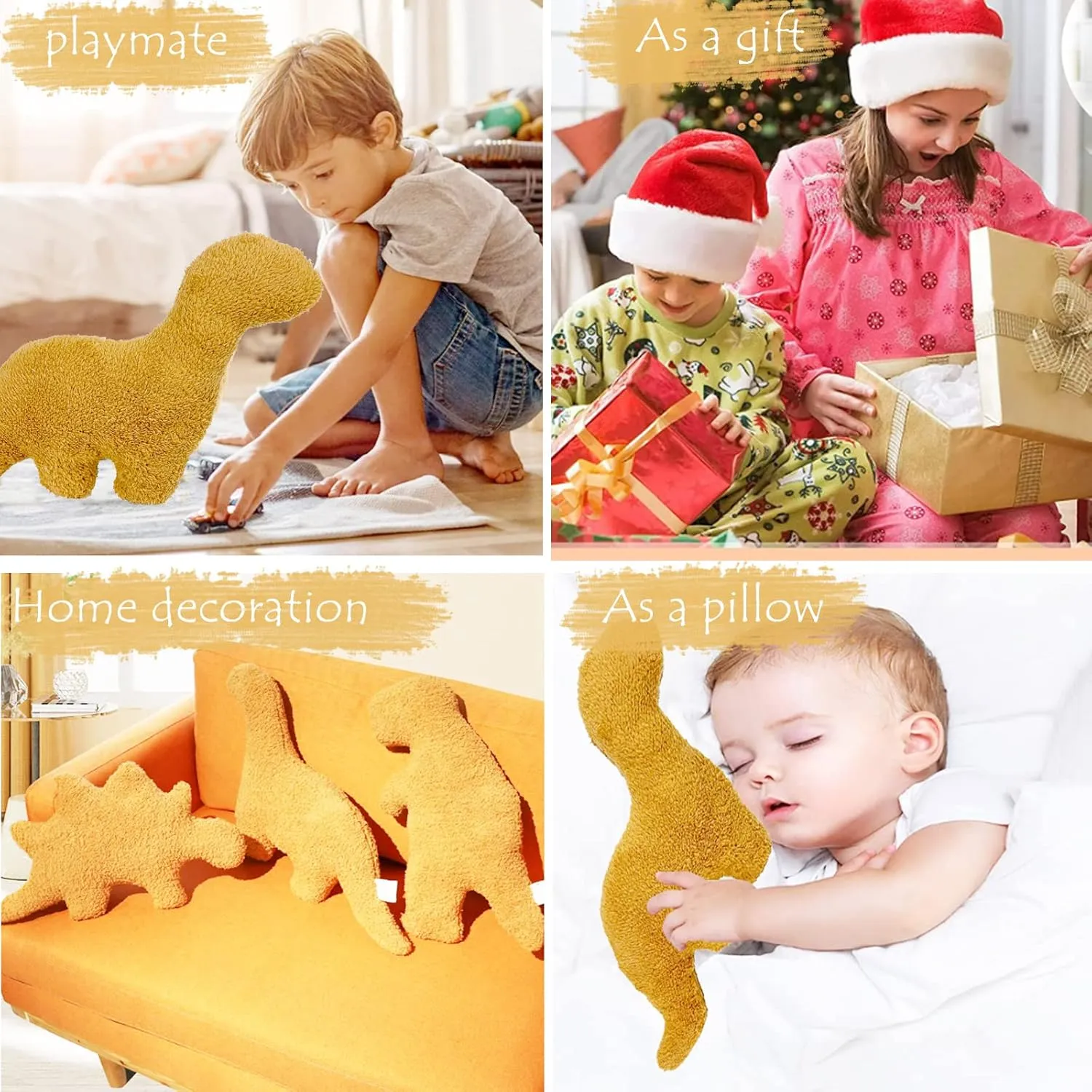 3 Packs Dino Nugget Pillow Plush, 18 inches Dinosaur Chicken Nugget Pillow Stuffed Animal Plush Toy, Dino Nugget Dinosaur Party Decoration Birthday for Kids Boys Girls