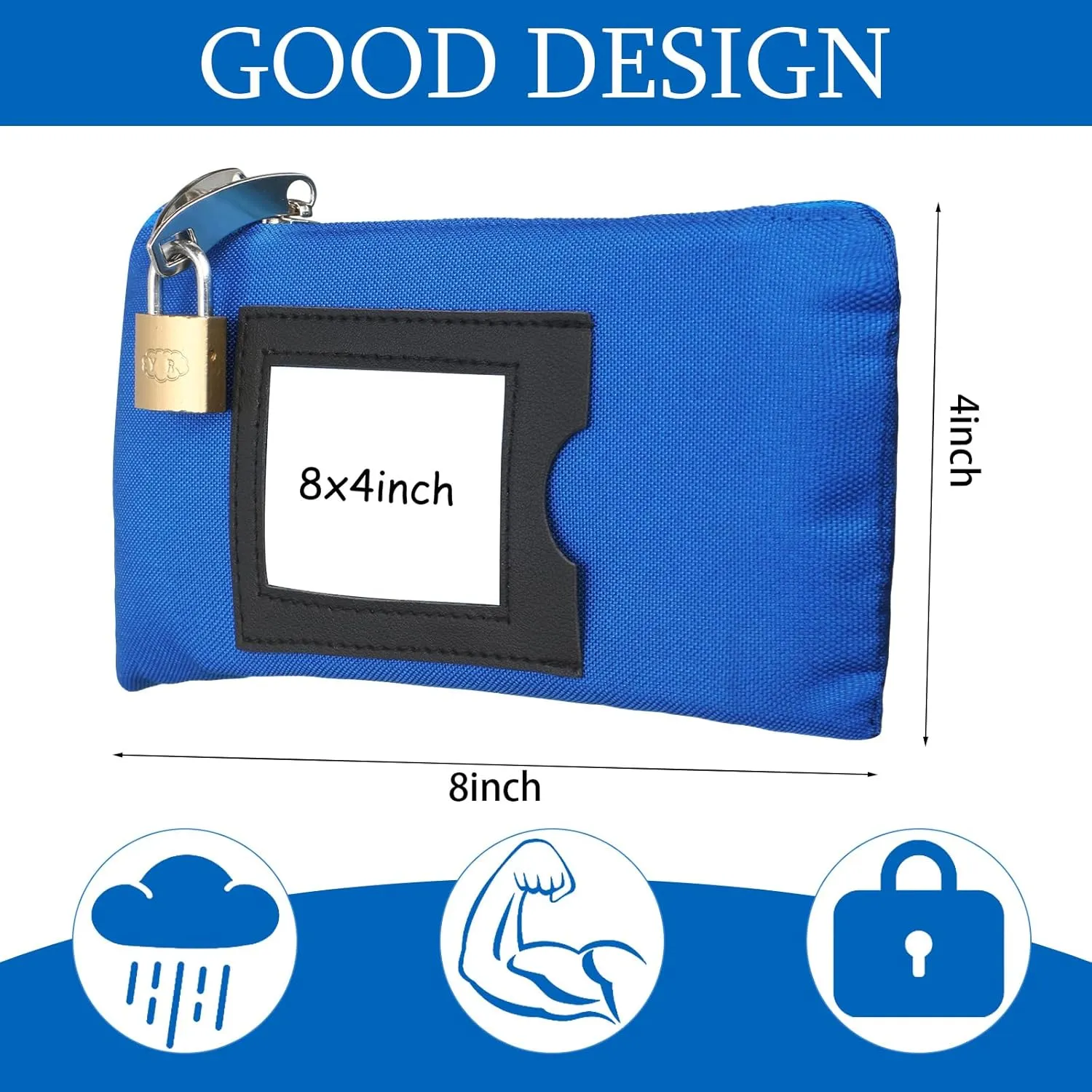 3 Pieces Waterproof Cash Bags with Lock and Zipper Money Oxford Cloth Document Bags with 6 Keys for Bank Deposits Business Personal(8 x 4 Inches)