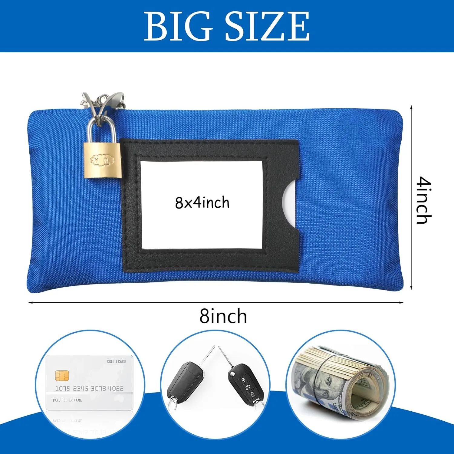 3 Pieces Waterproof Cash Bags with Lock and Zipper Money Oxford Cloth Document Bags with 6 Keys for Bank Deposits Business Personal(8 x 4 Inches)