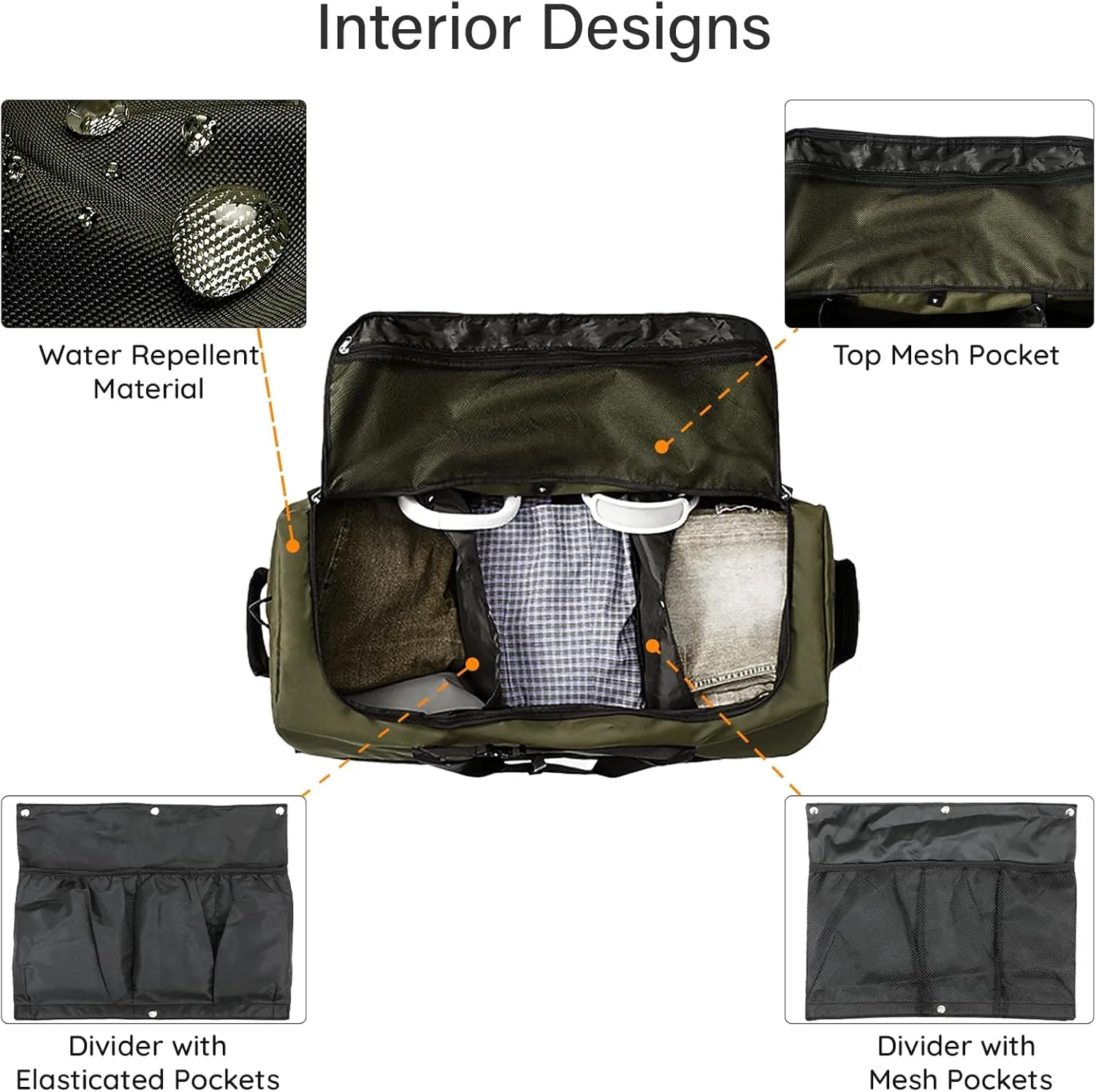 32" Soft-Sided Foldable Wheeled Duffle Bag, 110L Expandable 140L Rolling Travel Bag with Matching Storage Pouch, Updated Army Green