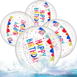4 Pack Beach Balls for Birthday Party 20 Inch Beach Ball Inflatable Clear Balls for Birthday Decorations, Beach Games & Summer Joy