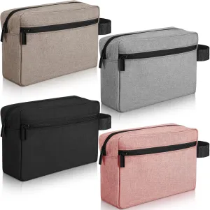 4 Pcs Toiletry Bag Water Resistant Shaving Toiletry Travel Cosmetic Bag for Men Portable Storage for Women Makeup Pouch Organizer with Large Capacity for Toiletries(Retro Color,Plain)