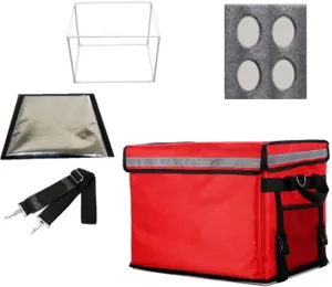 43L Large Takeaway Backpack Box Insulated Fast Food Delivery Incubator Thermal Waterproof Cooler Bag with Cup Holder Shoulder Strap