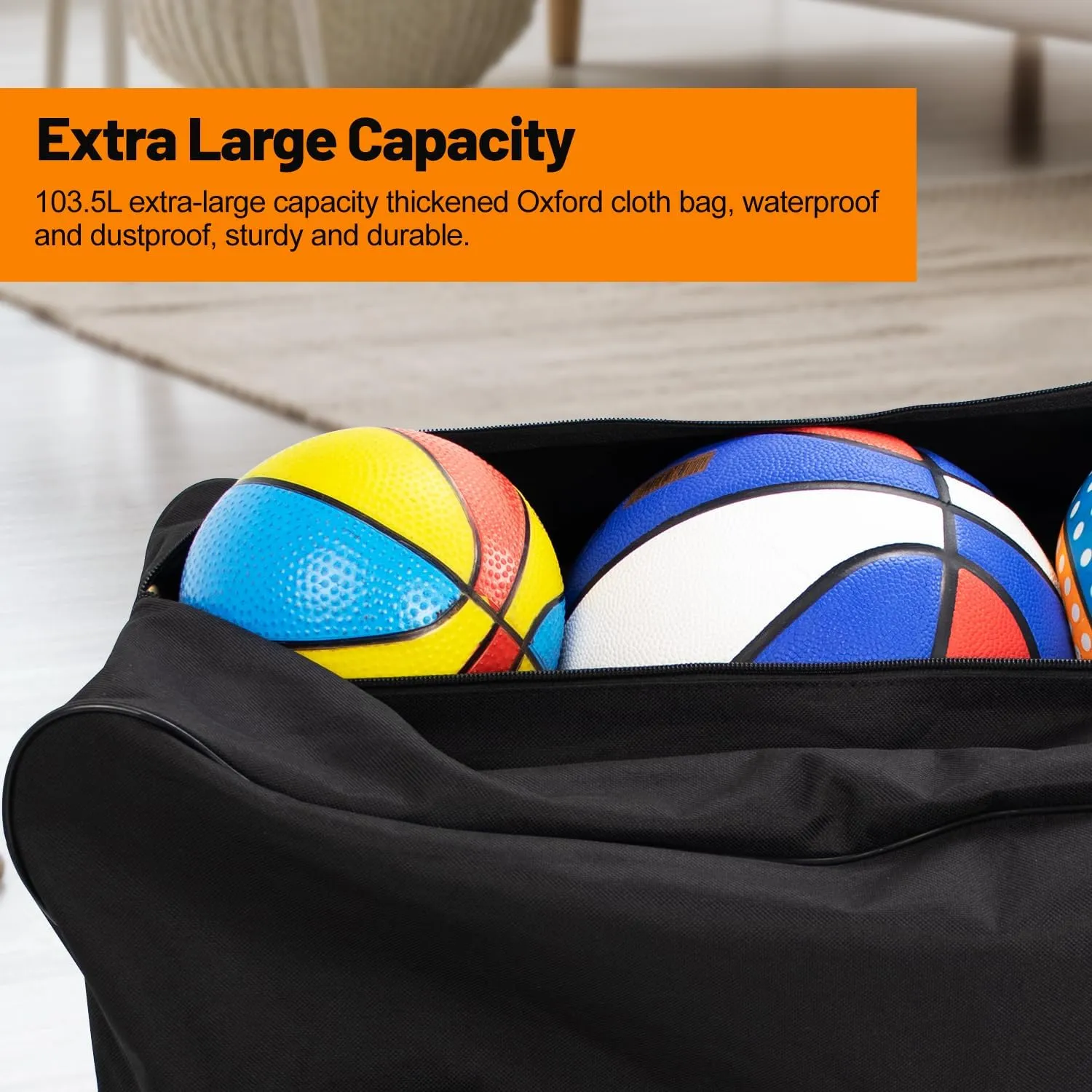 49.2in Storage Bag with 2-Way Durable Zippers and Handles Duffel Bag Strong Oxford Fabric Extra Large Luggage Bags for Travel Camping Sports Equipment Storage Bags 200L 52.8Gallons