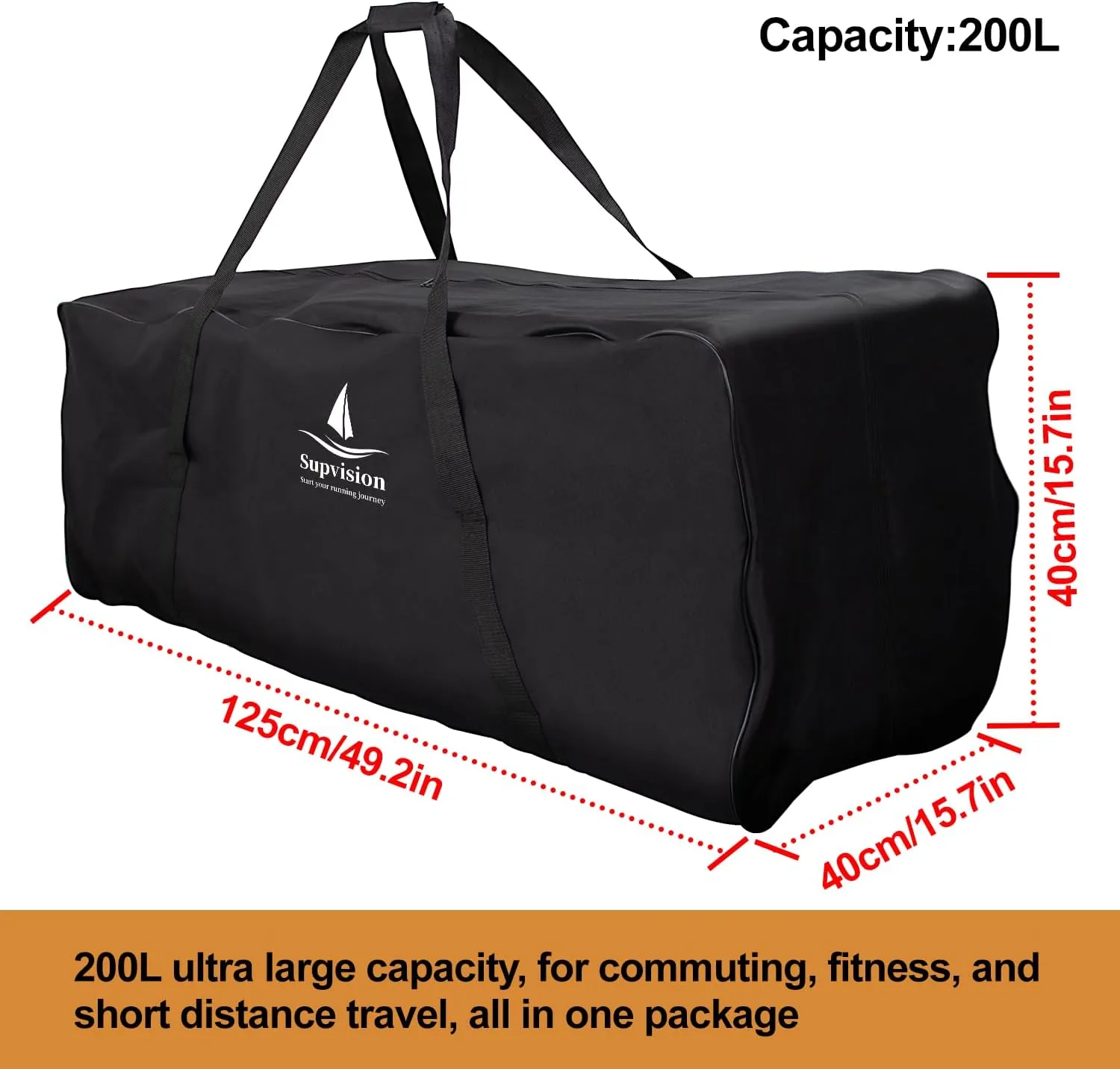 49.2in Storage Bag with 2-Way Durable Zippers and Handles Duffel Bag Strong Oxford Fabric Extra Large Luggage Bags for Travel Camping Sports Equipment Storage Bags 200L 52.8Gallons