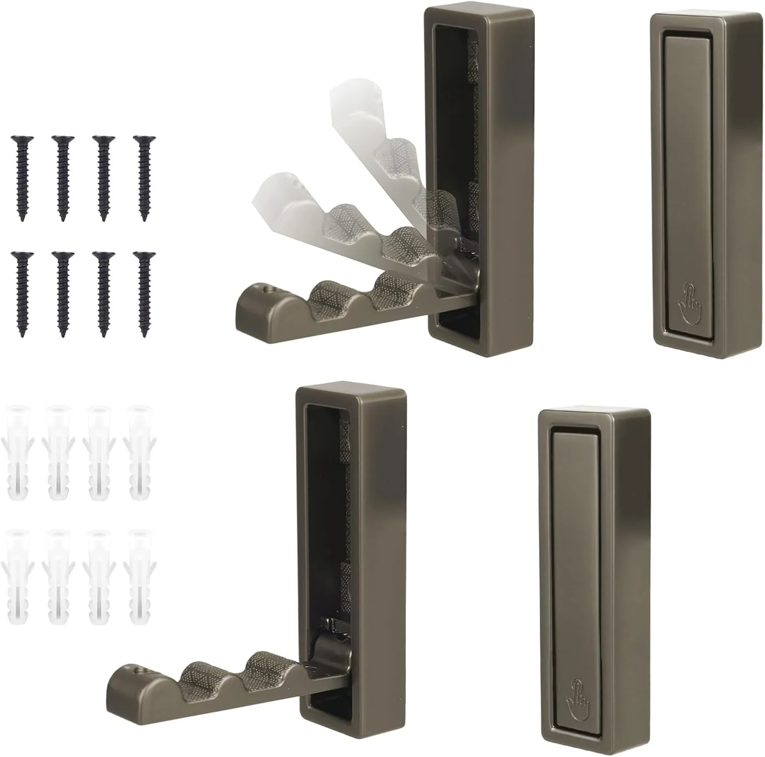 4pcs Folding Wall Hooks, Zinc Alloy Foldable Coat Flip Down Holder Wall Mount with Screw Expansion Bolt Foldable Plant Hanger for Bathroom Closet Hanging Clothes Backpack Hat Towel Purse Key Bag