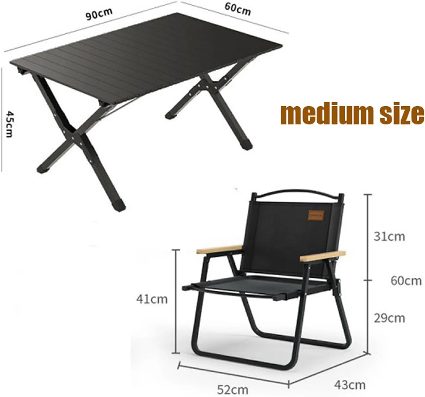 5-Pack Folding Camping Table and Chairs, Portable Lightweight Picnic Chairs Outdoor Lawn Aluminum Roll-up with Carrying Bag, for Patio Garden BBQ