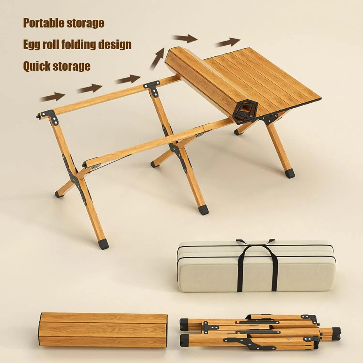 5-Pack Folding Camping Table and Chairs, Portable Lightweight Picnic Chairs Outdoor Lawn Aluminum Roll-up with Carrying Bag, for Patio Garden BBQ
