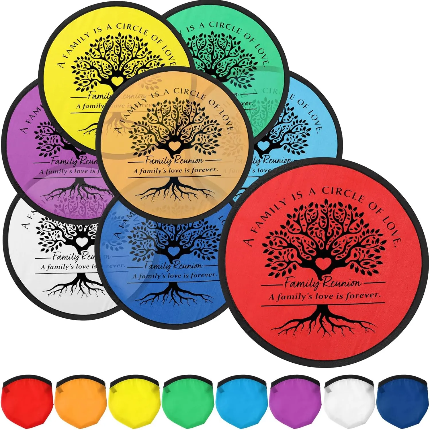 50 Sets Family Reunion Small Party Favor Games - Includes 9.8 Inches Inspirational Foldable Flying Disc Fans with Storage Bags Outdoor Activities for Gathering Parties Gift Ideas