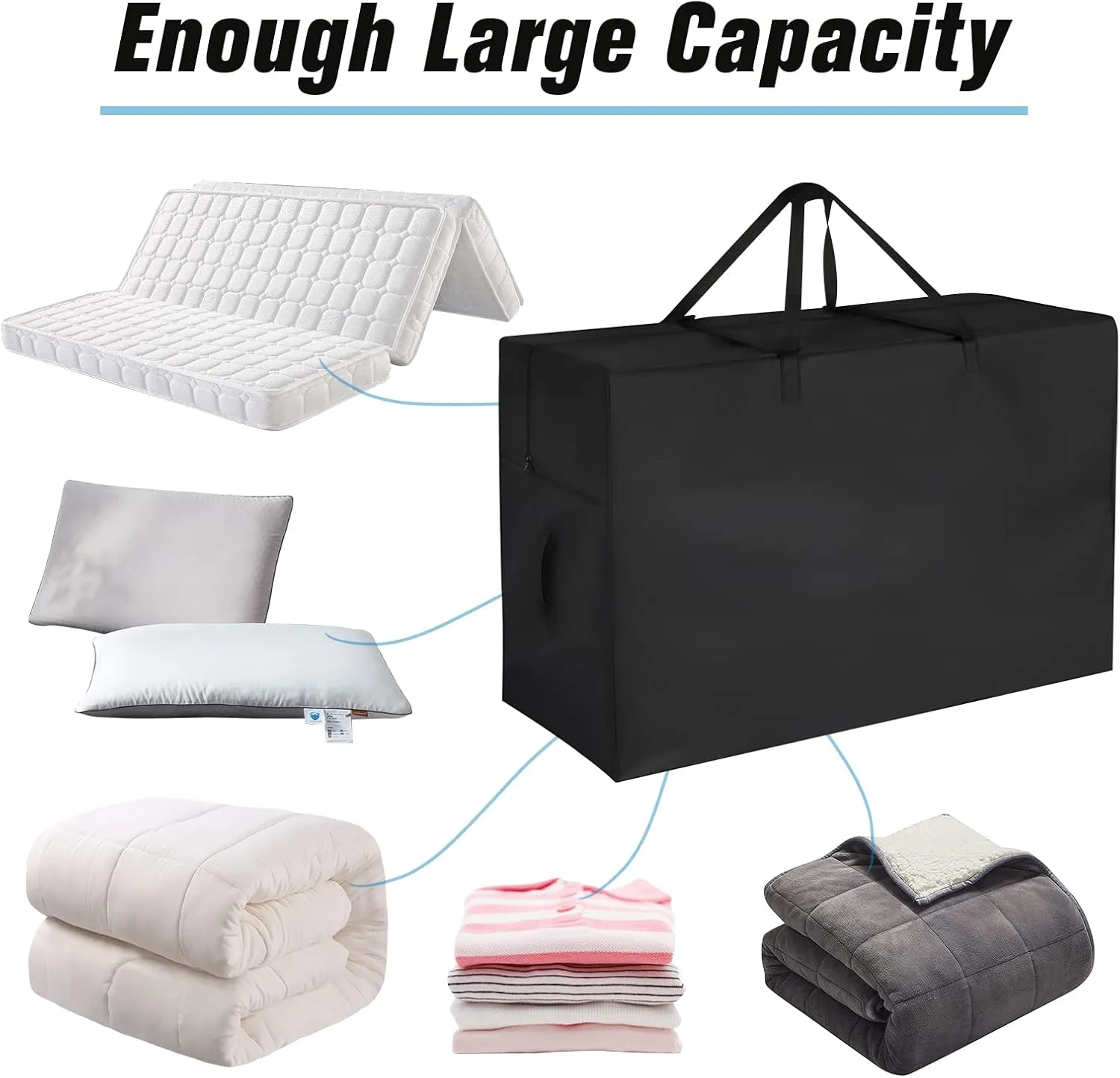 6 Inch Full Tri Folding Mattress Storage Bags,Trifold Memory Foam Mattress Case,Portable Carrying Bag for 6" Full Size Tri Fold Mattress