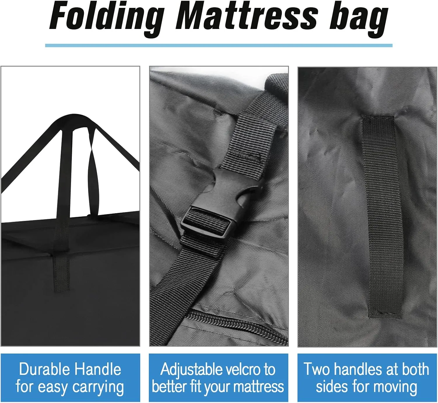 6 Inch Full Tri Folding Mattress Storage Bags,Trifold Memory Foam Mattress Case,Portable Carrying Bag for 6" Full Size Tri Fold Mattress