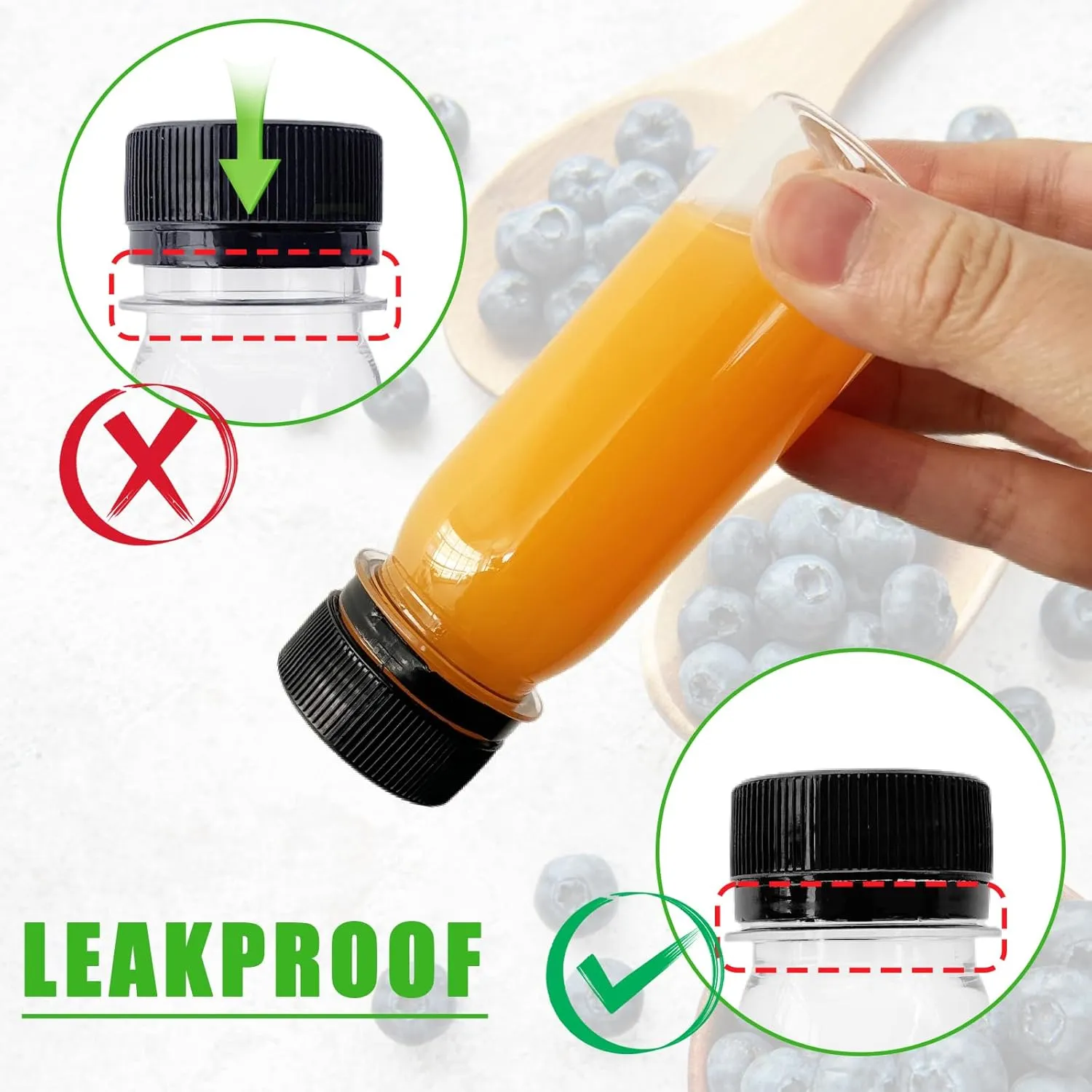 60 Pcs 2 Oz Small Plastic Bottles for Liquids,Ginger Shots Bottle with Cap,Mini Travel Containers for Juice,Liquids,Whiskey,Milk(Black)