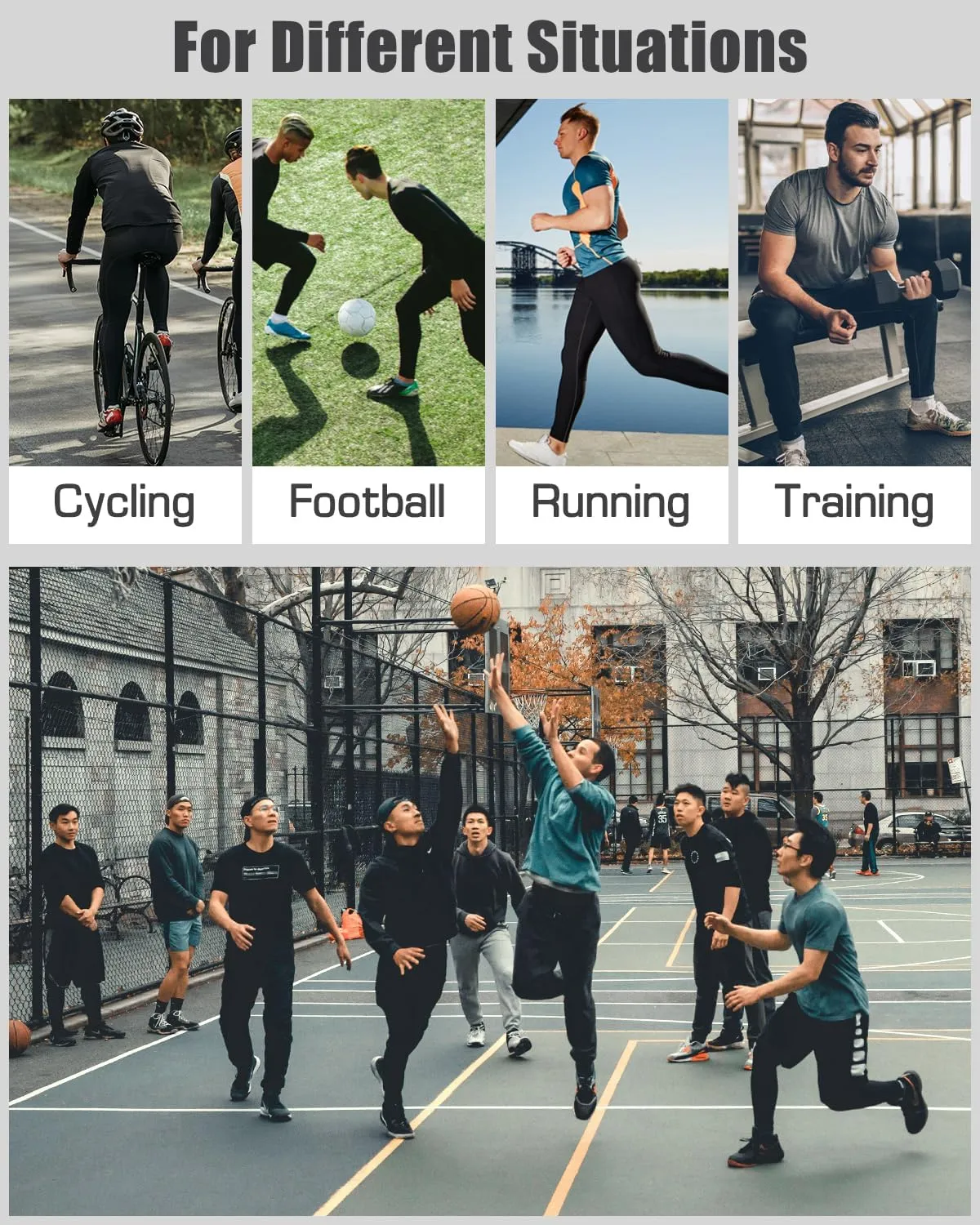 6,5,4 Pack Men’s Compression Pants Leggings Athletic Workout Baselayer Running Tights