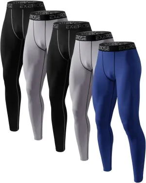 6,5,4 Pack Men’s Compression Pants Leggings Athletic Workout Baselayer Running Tights