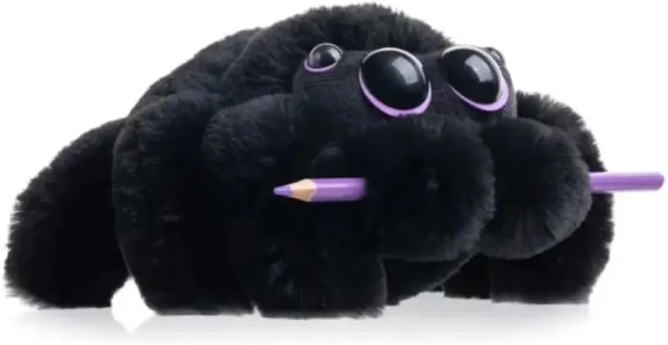 9.8 Inch Cute Spider Plush Toy - Soft Halloween Stuffed Animal, Valentine's Gift, Birthday Present for Kids & Adults (Black Purple)