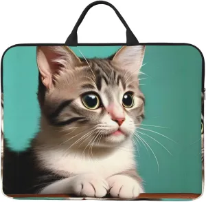 A Curious cat Printed Laptop Sleeve 16.5 * 12.2", Business and Casual Dual use, Suitable for Some laptops