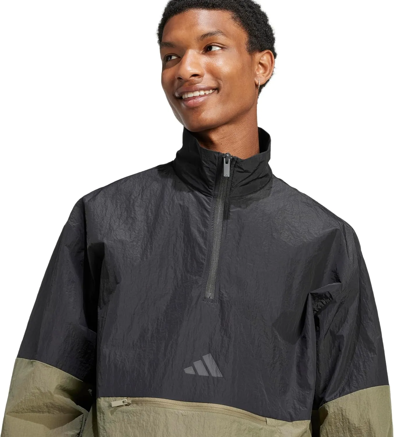 adidas Men's Size Future Icons 3-Stripes Woven Half-Zip Sweatshirt