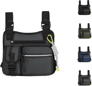 Adjustable Zipper Multi-Functional Tactical Chest Bag, Wear-Resistant Multifunctional Vest with 3D Cut, for Hiking Gym (Gray)