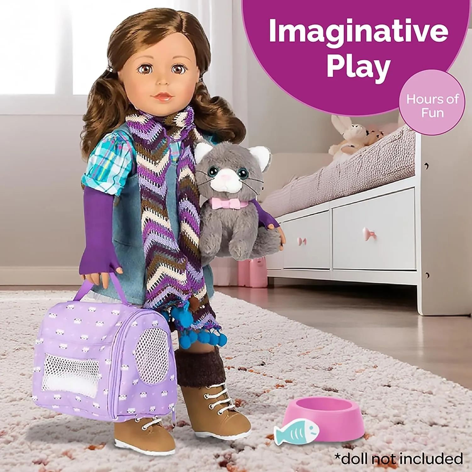 Adora Amazing Pets - Soft & Cuddly Plush, Perfect Companion for Amazing Girls Dolls, Lightweight & Huggable | Adorable Playmate (Misty the Grey Kitty)