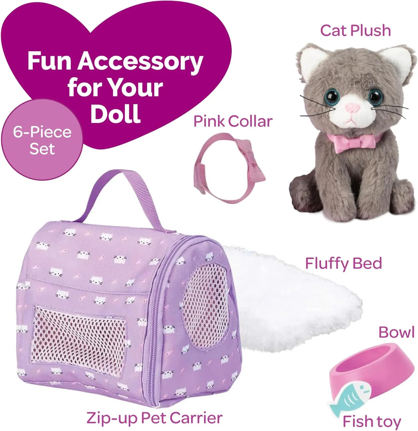 Adora Amazing Pets - Soft & Cuddly Plush, Perfect Companion for Amazing Girls Dolls, Lightweight & Huggable | Adorable Playmate (Misty the Grey Kitty)