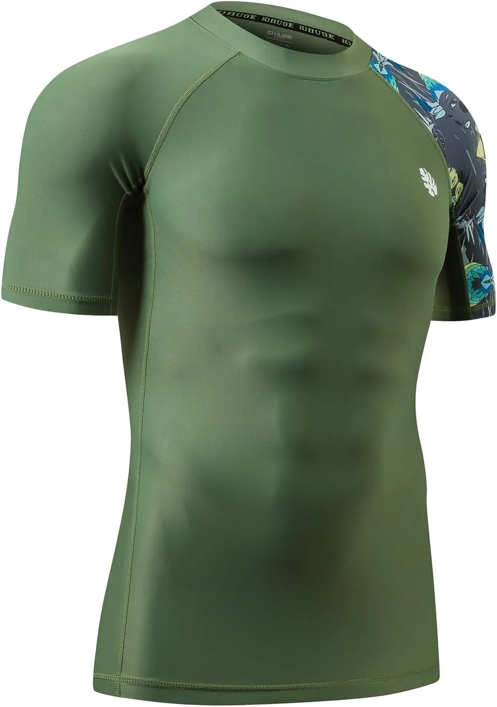 ADOREISM Men's Rash Guard Short Sleeve Quick-Dry UPF 50  Sun Protection Compression Swim Shirts for Men